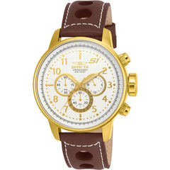 Invicta Men's Chronograph Watch - S1 Rally White and Gold Tone Dial Strap | 16011