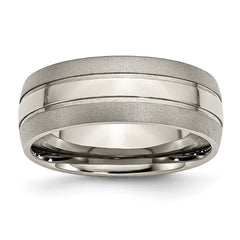 Titanium Grooved 8mm Brushed and Polished Band | TB191