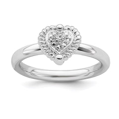 Sterling Silver Stackable Expressions Heart Diamond Ring | QSK343