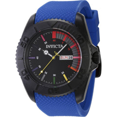 Invicta Men's Watch - Pro Diver Quartz Black Dial Blue Rubber Strap Day-Date | 44735