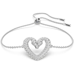 Swarovski Women's Bracelet - Una Heart Shape Rhodium Plated Crystal | 5625534
