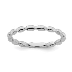 Sterling Silver Stackable Expressions Rhodium Rice Ring | QSK215