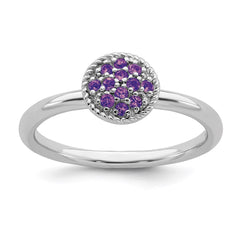 Sterling Silver Stackable Expressions Amethyst Rhodium Ring | QSK319