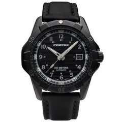 ProTek Men's Watch - Dive Rotating Bezel Automatic Black Dial Leather Strap | 2202