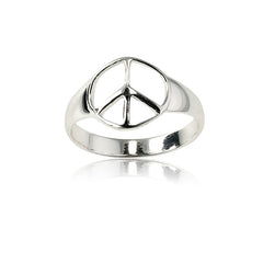 Sterling Silver Peace Sign Ring - W-9019