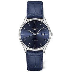 Longines Men's Watch - Lyre Automatic Silver Case Blue Dial Leather Strap | L49614922
