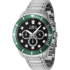 Invicta Men's Watch - Pro Diver Chronograph Black Dial Silver Steel Bracelet | 46039