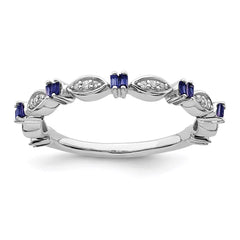 Sterling Silver Stackable Expressions Created Sapphire Diamond Ring | QSK2176
