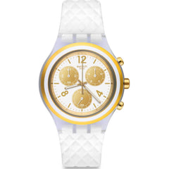 Swatch Men's Watch - Elegolden Chronograph White and Gold Tone Dial | SVCK1008