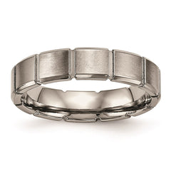 Titanium Brushed/Polished Grooved Ring | TB486