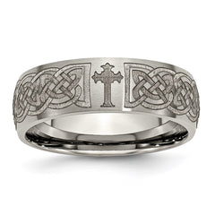 Titanium 8mm Laser Design Brushed Band | TB26K
