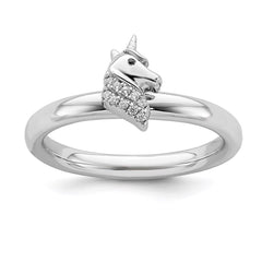 Sterling Silver Stackable Expressions Unicorn Diamond Ring | QSK2165