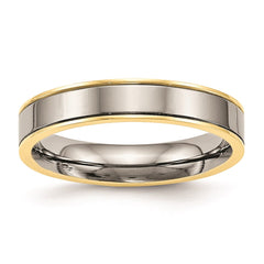 Titanium Polished Yellow IP Grooved Comfort Back Ring | TB471