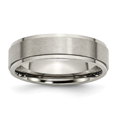 Titanium Ridged Edge 6mm Brushed and Polished Band | TB196