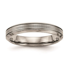 Titanium Polished Grooved Comfort Back Ring | TB469