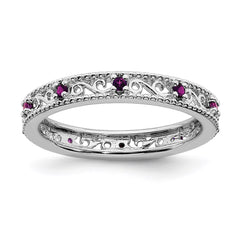 Sterling Silver Stackable Expressions Rhodolite Garnet Ring | QSK1487