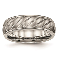 Titanium Brushed and Polished Grooved Ring | TB452
