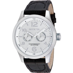 Invicta Men's Watch - I-Force Date-Day Silver Tone Dial Black Leather Strap | 13008