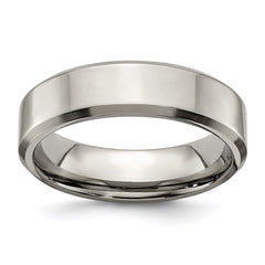 Titanium Beveled Edge 6mm Brushed and Polished Band | TB111