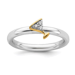 Sterling Silver Stackable Expressions Gold-Plated Martini Glass Dia. Ring | QSK2167