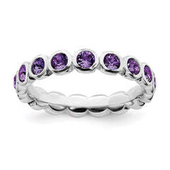 Sterling Silver Stackable Expressions February Swarovski Ring | QSK974