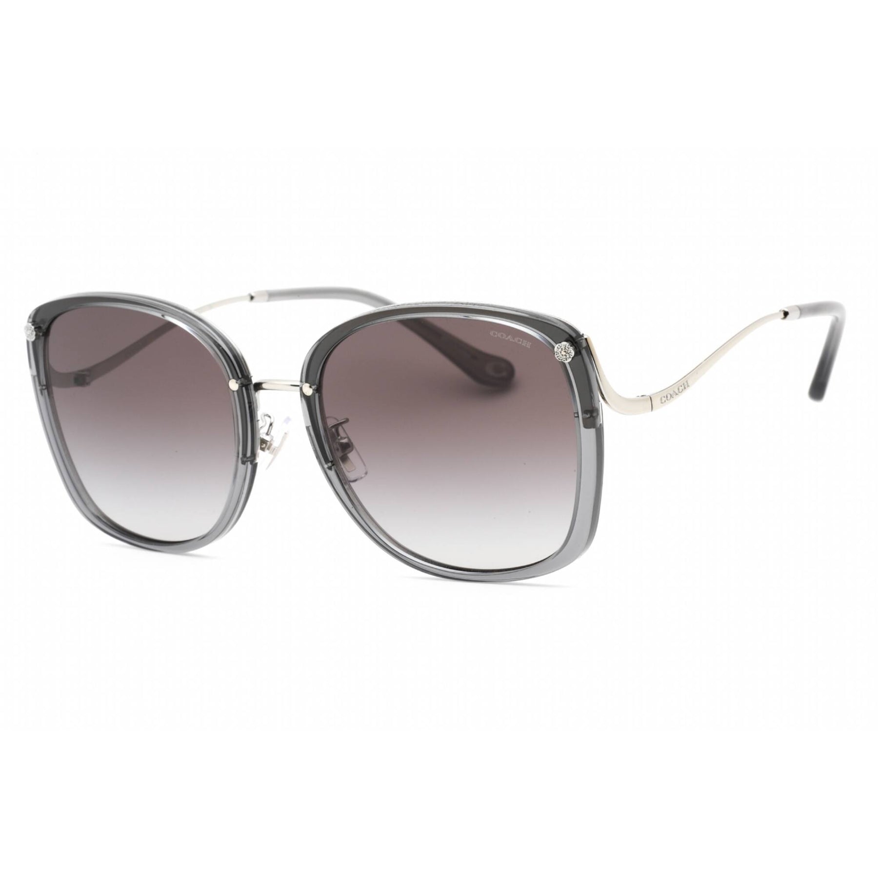 Coach Transparent Gray Square Sunglasses with Case and Accessories Coach HC8355 Polarized Square Sunglasses 55 Clear/Grey w/ Case main image 4