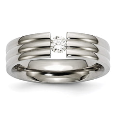 Titanium Grooved 6mm Diamond Polished Band | TB160AA