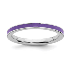 Sterling Silver Stackable Expressions Purple Enameled 2.25mm Ring | QSK146