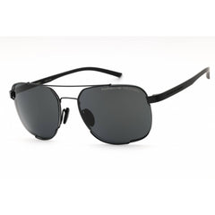 Porsche Men's Sunglasses - Black Metal Pilot Shape Full Rim Frame Grey Lens | P8922 A