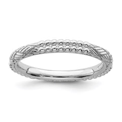 Sterling Silver Stackable Expressions Rhodium-plated Patterned Ring | QSK1561