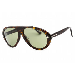 Tom Ford Unisex Sunglasses - Dark Havana Plastic Pilot Frame Green Lens | FT0988 52N