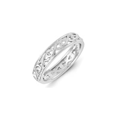 Sterling Silver Stackable Expressions Carved Band Ring | QSK1443