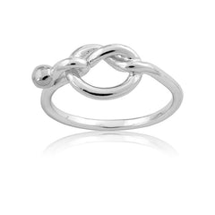 Sterling Silver Love Knot with Bead Ring - W-9737