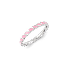 Sterling Silver Stackable Expressions Pink Enameled Ring | QSK1384