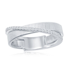 Sterling Silver Designer CZ Ring Bonded with Platinum, Size 9