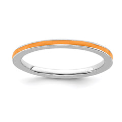 Sterling Silver Stackable Expressions Orange Enameled 1.5mm Ring | QSK138
