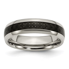 Titanium Polished w/Black Carbon Fiber Inlay 6mm Band | TB387