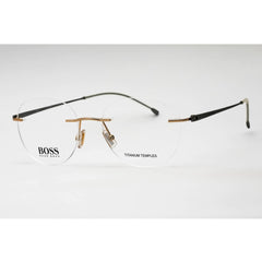 Hugo Boss Men's Eyeglasses - Gold Metal Oval Rimless Frame | BOSS 1266/D 0J5G 00