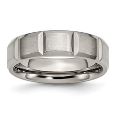 Titanium 6mm Grooved Satin and Polished Band | TB323