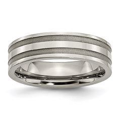 Titanium Grooved 6mm Brushed and Polished Band | TB202