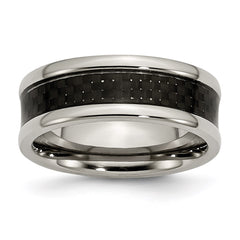 Titanium Polished Black Carbon Fiber Inlay 8mm Band | TB271