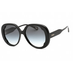 Chloe Women's Sunglasses - Black Oval Full Rim Plastic Frame Grey Lens | CH0195S 001