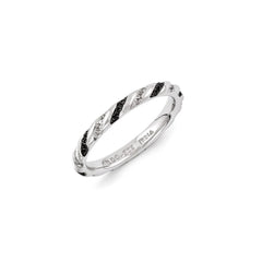 Sterling Silver Stackable Expressions Black & White Diamond Ring | QSK1083