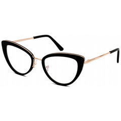 Tom Ford Women's Eyeglasses - Shiny Black Metal Cat Eye Full Rim Frame | FT5580-B 001