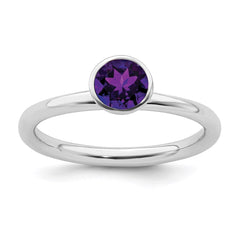 Sterling Silver Stackable Expressions High 5mm February Swarovski Ring | QSK962
