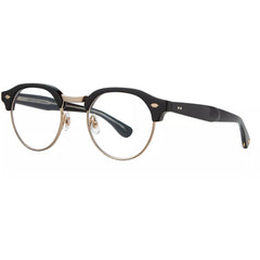 Garrett Leight Unisex Eyeglasses - Black-Gold Acetate/Metal Round Frame | OAKWOOD BK-G