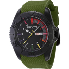 Invicta Men's Watch - Pro Diver Black Dial Green Silicone Strap Day-Date | 44736