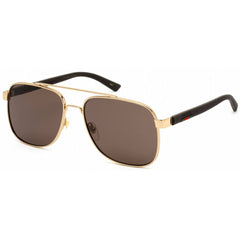Gucci Men's Sunglasses - Gold Pilot Full Rim Metal Frame Brown Lens | GG0422S 003