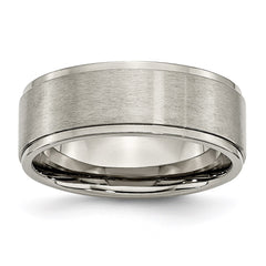 Titanium Ridged Edge 8mm Brushed and Polished Band | TB198