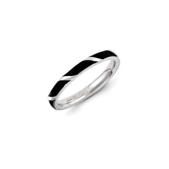 Sterling Silver Stackable Expressions Black Enameled Ring | QSK1353
